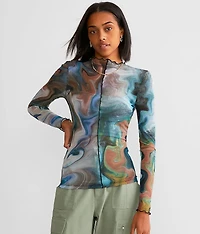 Sheer Marble Mesh Top