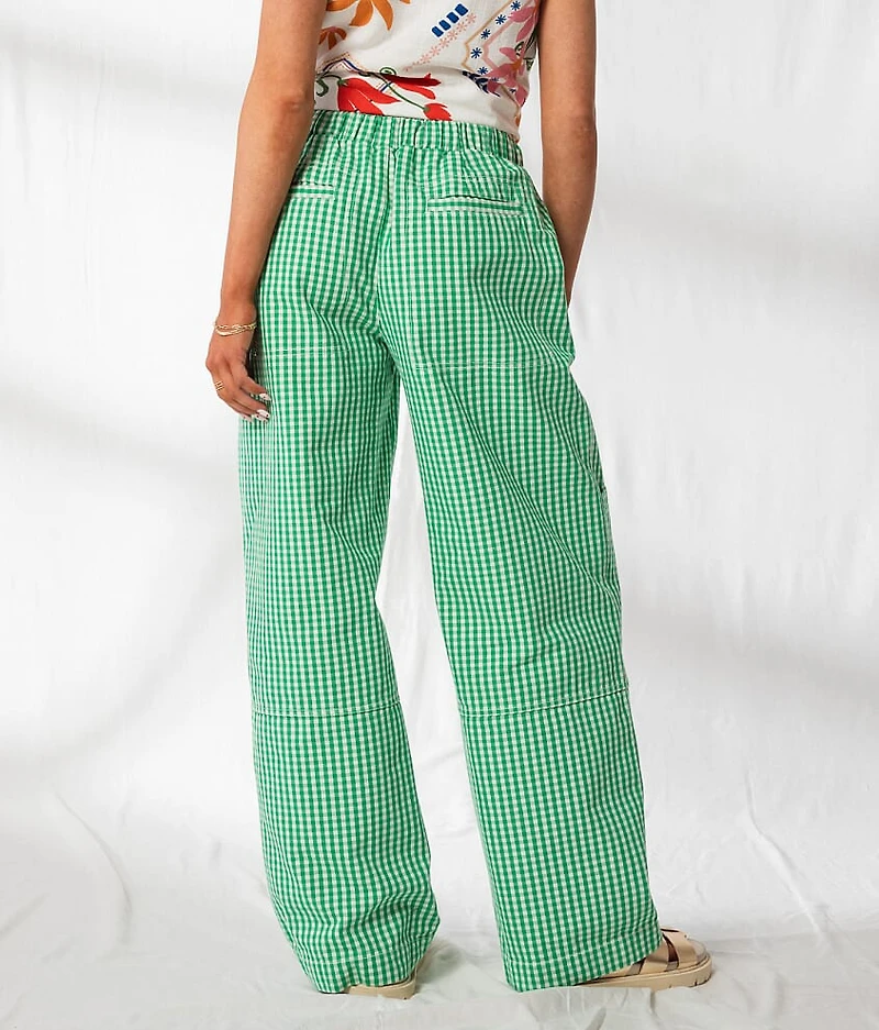 Gingham Wide Leg Utility Pant