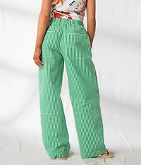Gingham Wide Leg Utility Pant