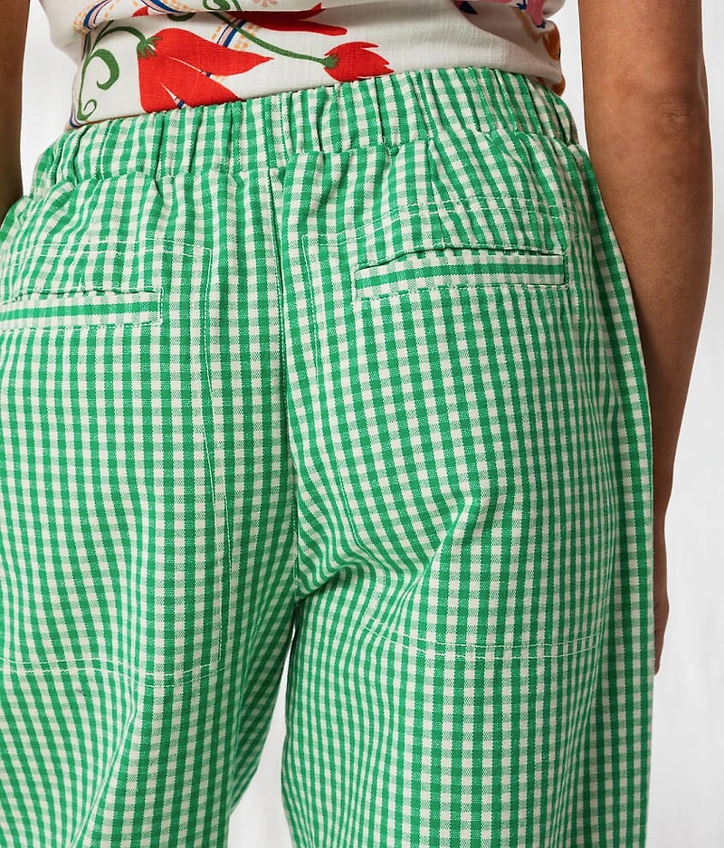 Gingham Wide Leg Utility Pant