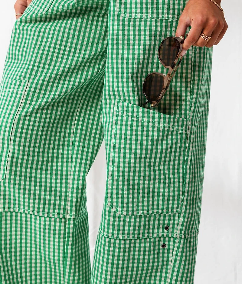 Gingham Wide Leg Utility Pant