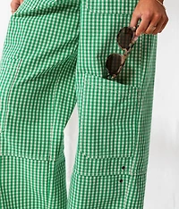 Gingham Wide Leg Utility Pant