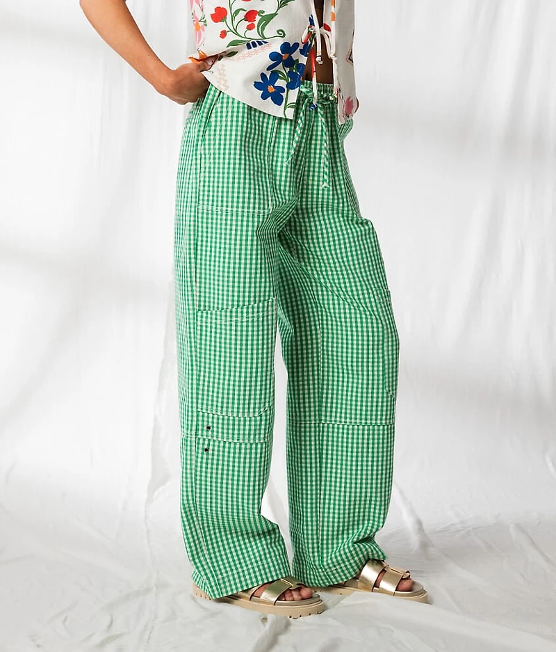 Gingham Wide Leg Utility Pant