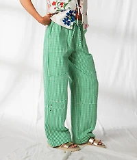 Gingham Wide Leg Utility Pant