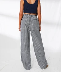 Gingham Wide Leg Utility Pant