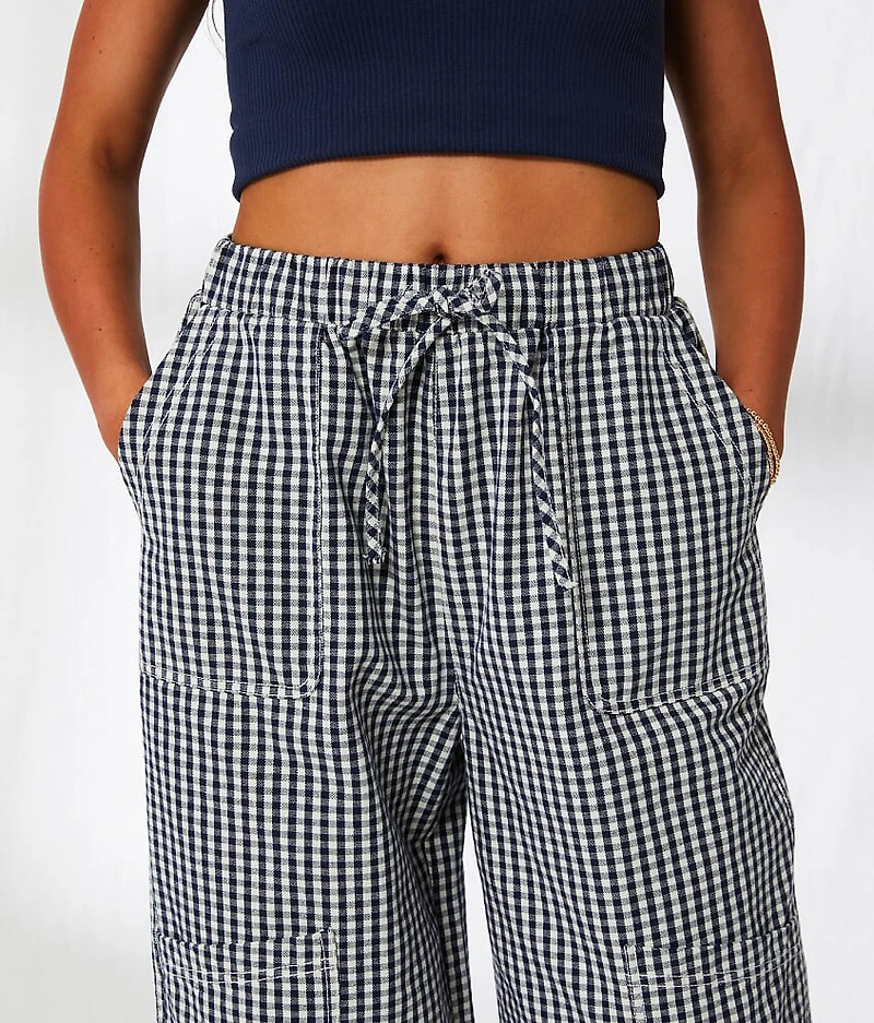 Gingham Wide Leg Utility Pant
