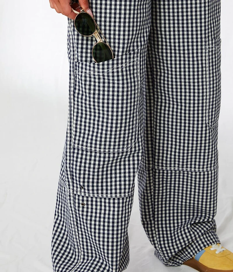 Gingham Wide Leg Utility Pant