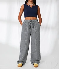 Gingham Wide Leg Utility Pant