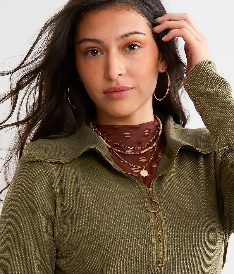 Quarter Zip Textured Top