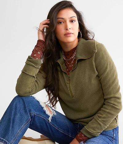 Quarter Zip Textured Top