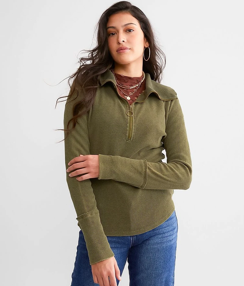 Quarter Zip Textured Top