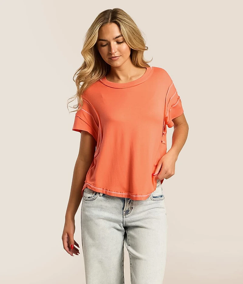 Pieced Contrast Stitch Top