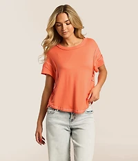Pieced Contrast Stitch Top