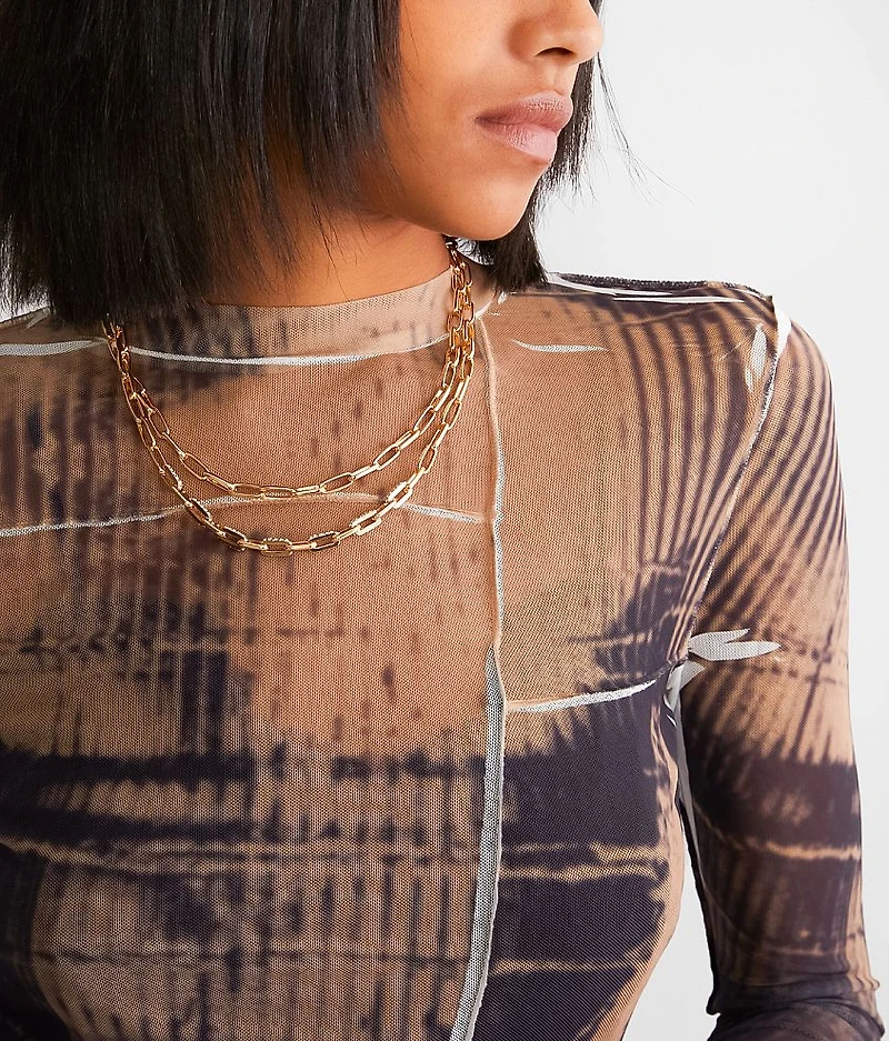 Exposed Seam Sheer Mesh Top