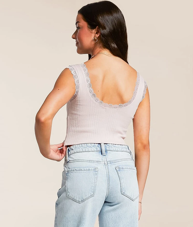 Ribbed Lace Tank Top
