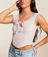 Ribbed Lace Tank Top