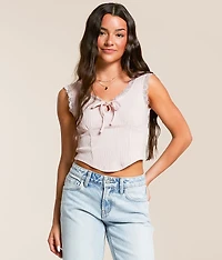Ribbed Lace Tank Top