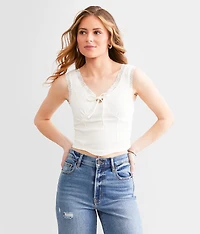 Ribbed Lace Tank Top