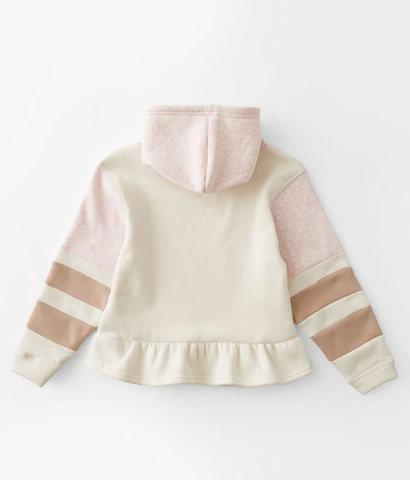 Girls - Animal Print Color Block Hooded Sweatshirt