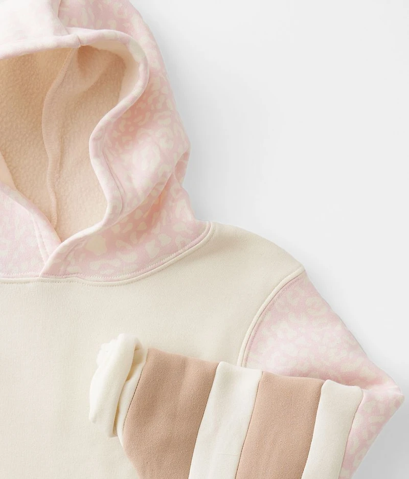 Girls - Animal Print Color Block Hooded Sweatshirt