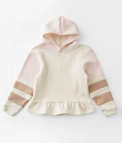 Girls - Animal Print Color Block Hooded Sweatshirt