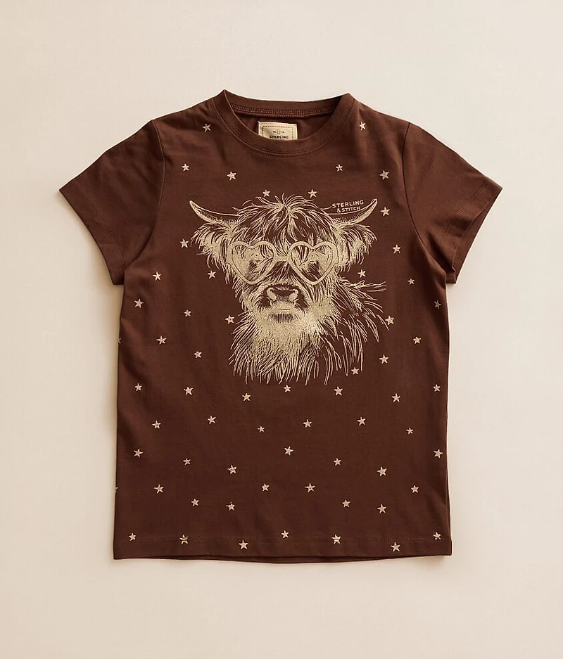 Girls - Glitter Highland Cow T-Shirt