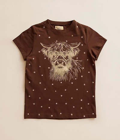 Girls - Glitter Highland Cow T-Shirt