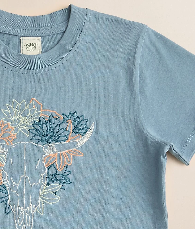 Girls - Floral Steer T-Shirt