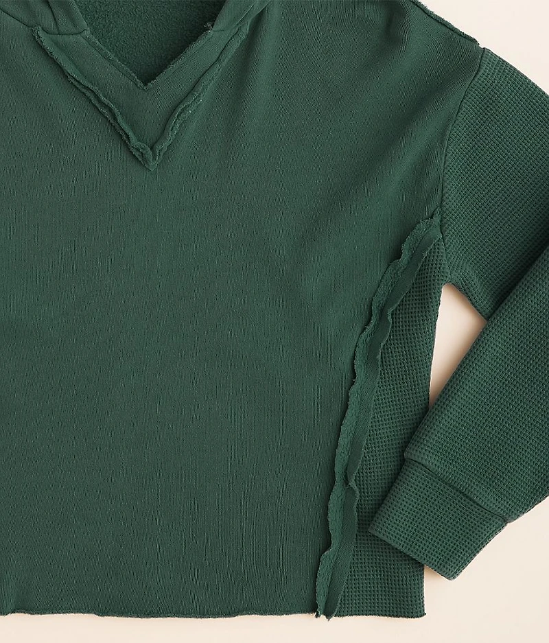 Girls - Pieced Waffle Hooded Sweatshirt