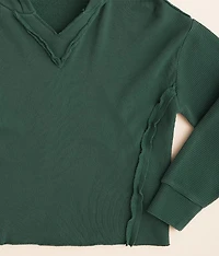 Girls - Pieced Waffle Hooded Sweatshirt