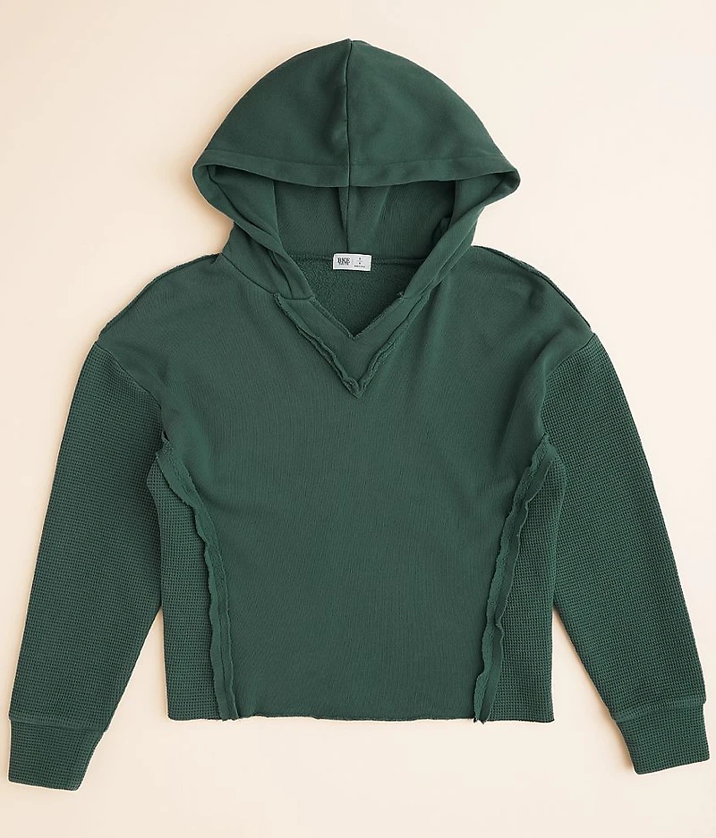 Girls - Pieced Waffle Hooded Sweatshirt