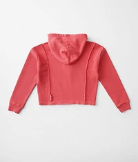Girls - Raw Edge Hooded Henley Sweatshirt