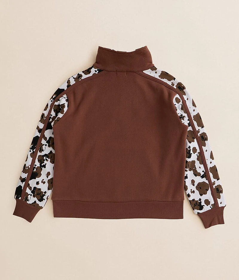 Girls - Cow Print Color Block Pullover