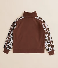 Girls - Cow Print Color Block Pullover