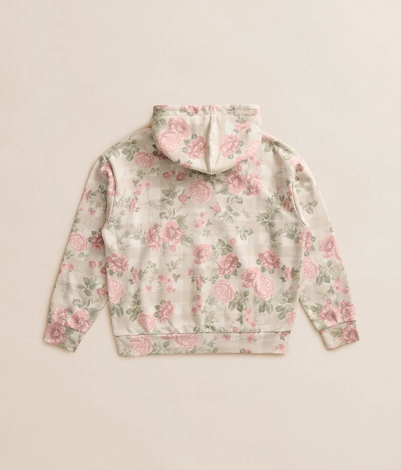 Girls - Floral Plaid Hooded Sweatshirt