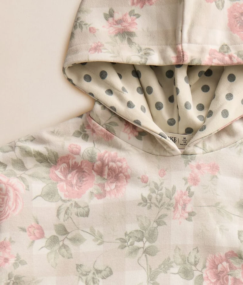 Girls - Floral Plaid Hooded Sweatshirt