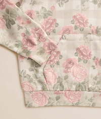 Girls - Floral Plaid Hooded Sweatshirt