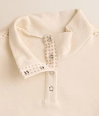 Girls - Gingham Trim Pullover