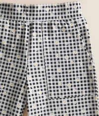 Girls - Floral Checker Wide Leg Pant