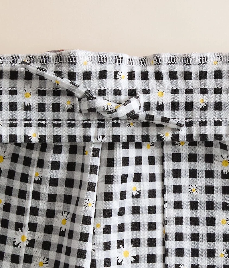 Girls - Floral Checker Wide Leg Pant