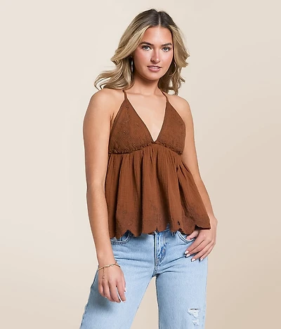 Sunny Days Scalloped Peplum Tank Top
