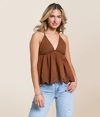 Sunny Days Scalloped Peplum Tank Top