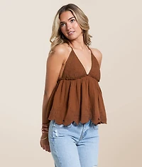Sunny Days Scalloped Peplum Tank Top