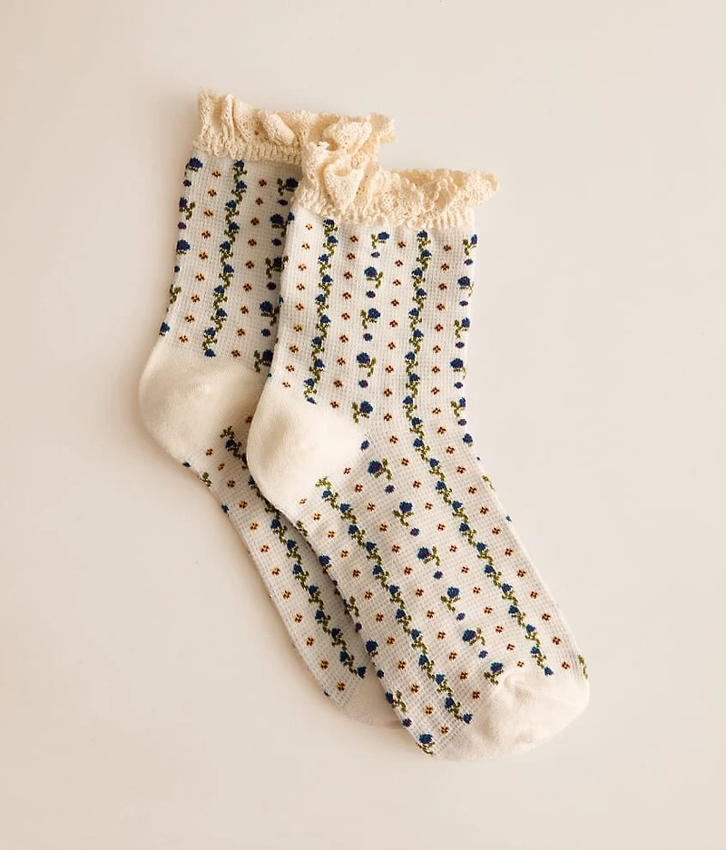 Rosebud Waffle Socks