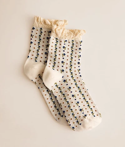 Rosebud Waffle Socks