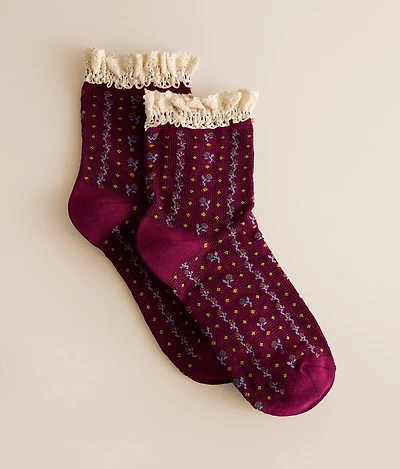 Rosebud Waffle Socks
