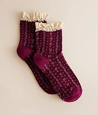 Rosebud Waffle Socks