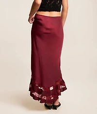 Long Lost Lover Satin Midi Skirt