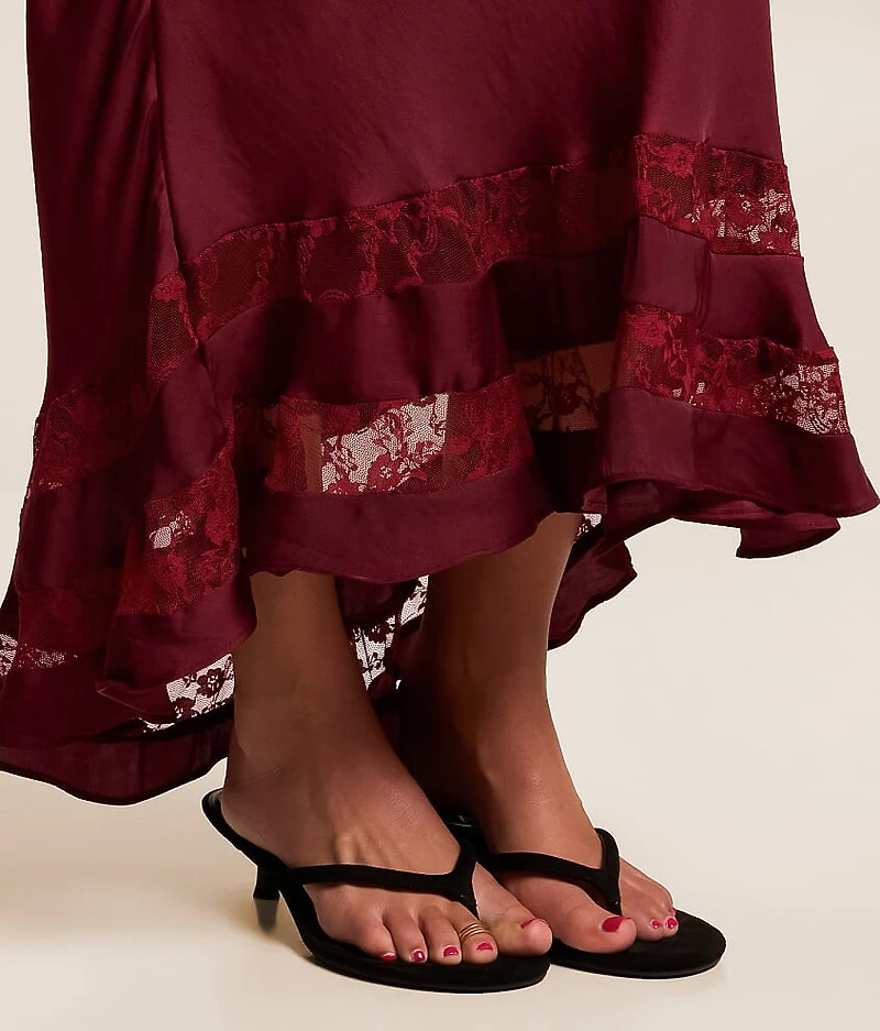 Long Lost Lover Satin Midi Skirt