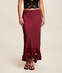 Long Lost Lover Satin Midi Skirt